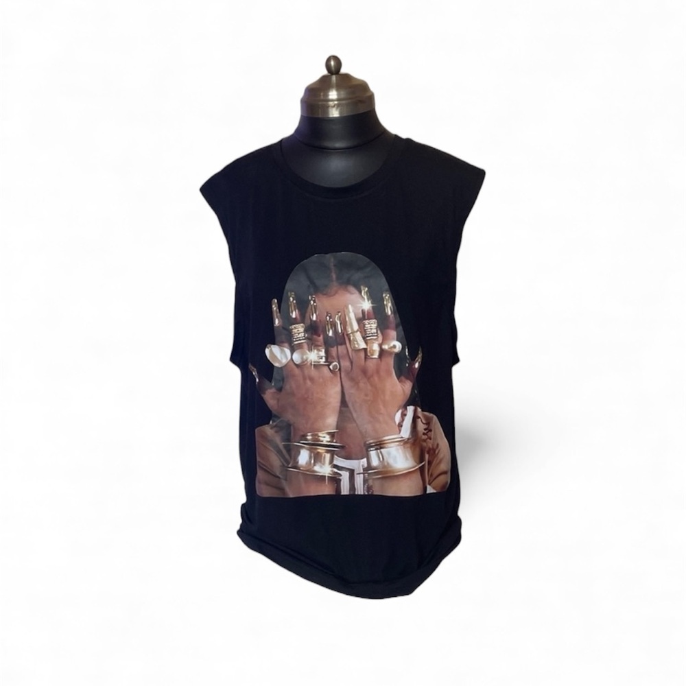 Polyester tank top Black Graphic Sleeveless Top for men warm once and washed